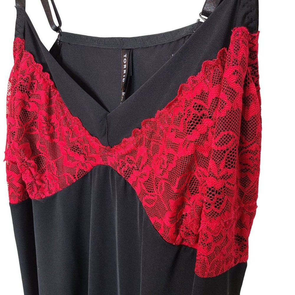Torrid Womens 3X Black Red Lace Trim Sleeveless V-Neck Lingerie Sleepwear - Picture 4 of 7